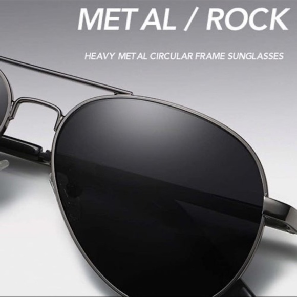 Mens Metal Aviator Sunglasses Gunmetal Gray Frames Polarized Lenses New - Picture 6 of 8